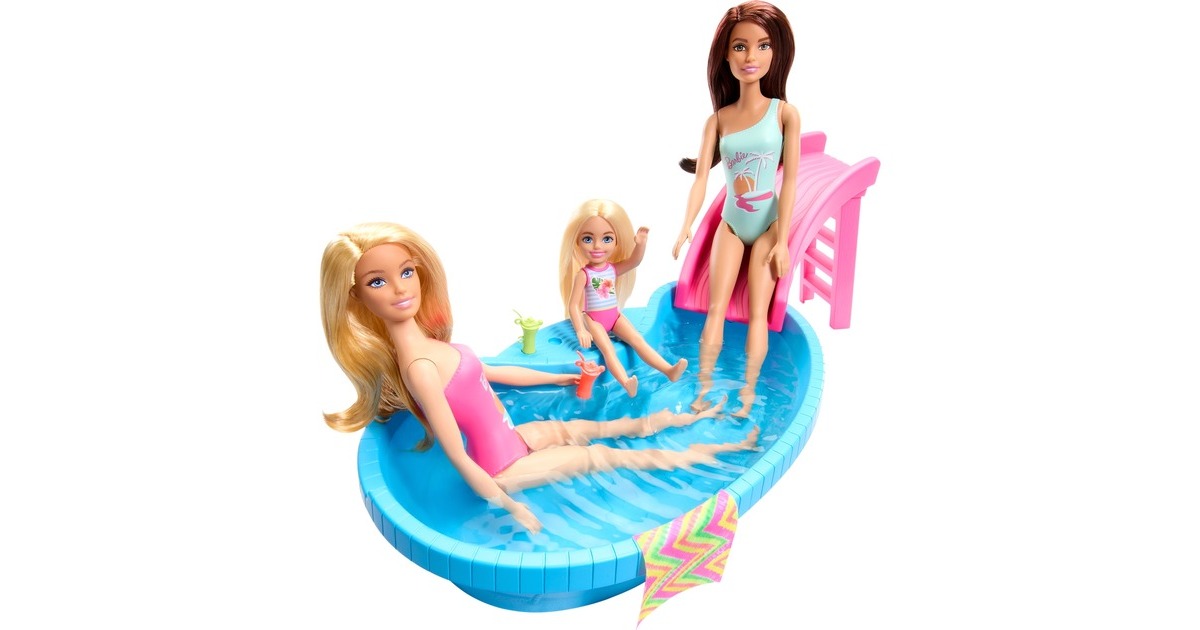 BarbieBlonde pop met zwembad en glijbaan