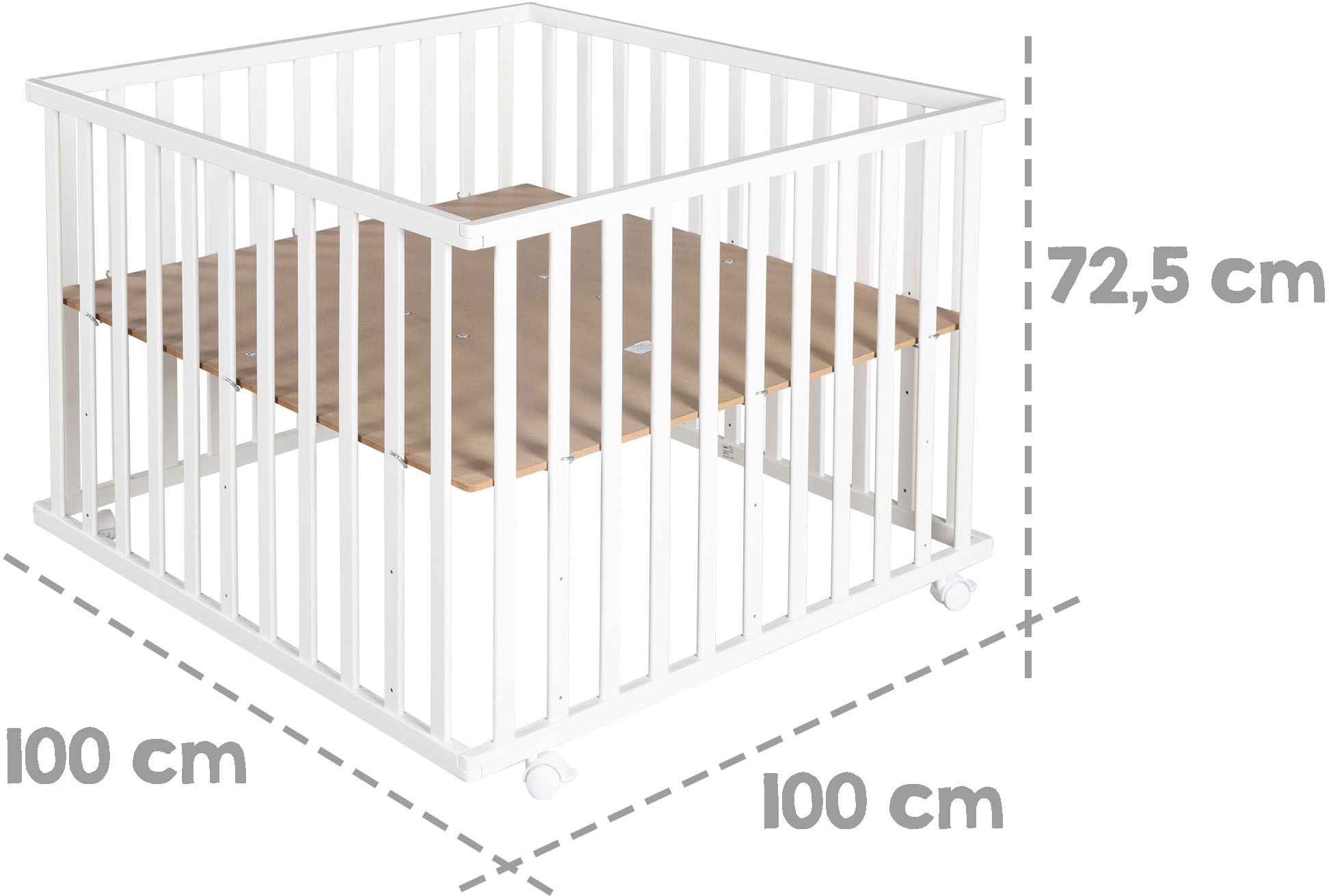 roba® Laufgitter »Little Stars, 100x100 cm, weiss« bis 15 kg mit Stoffeinlage und Nestchen; Rollen, höhenverstellbar
