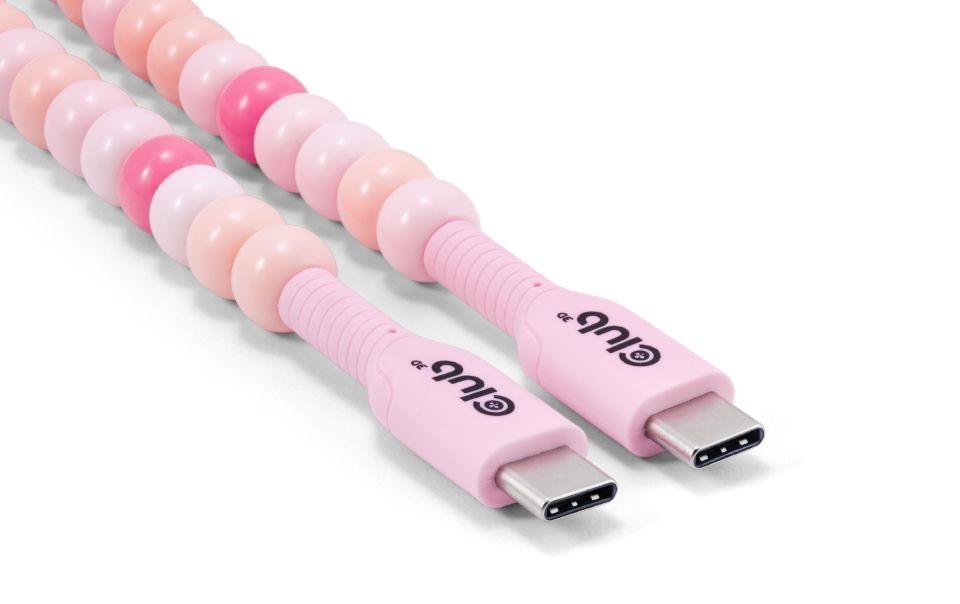 USB-Kabel CAC-3011 60 W USB C - USB C 2 mUSB-C Perlen Kabel Blau Rosa