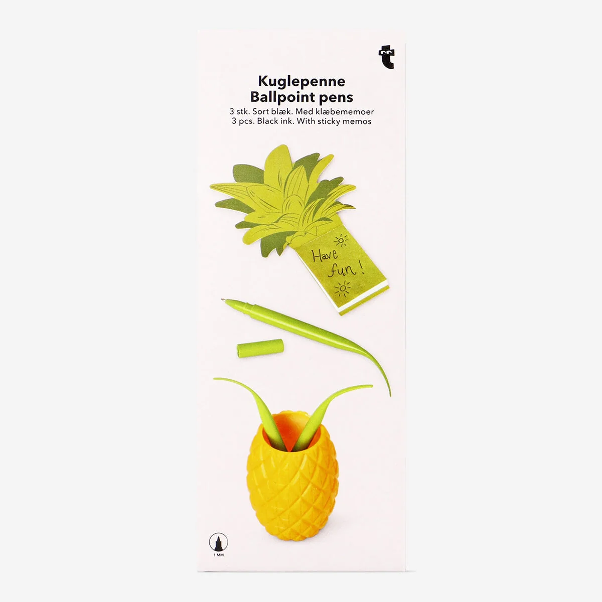 Ananas-penne-sæt - sort blæk