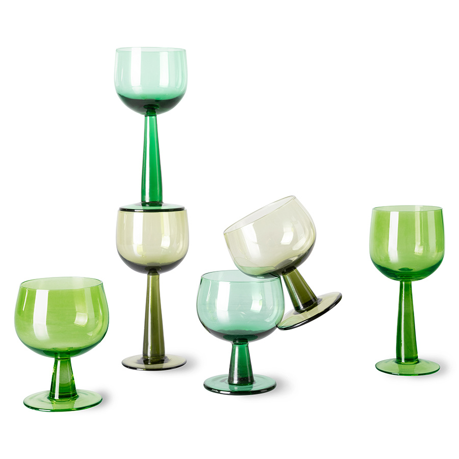 Glas Emeralds Wine Glass tall olive green - set van 4