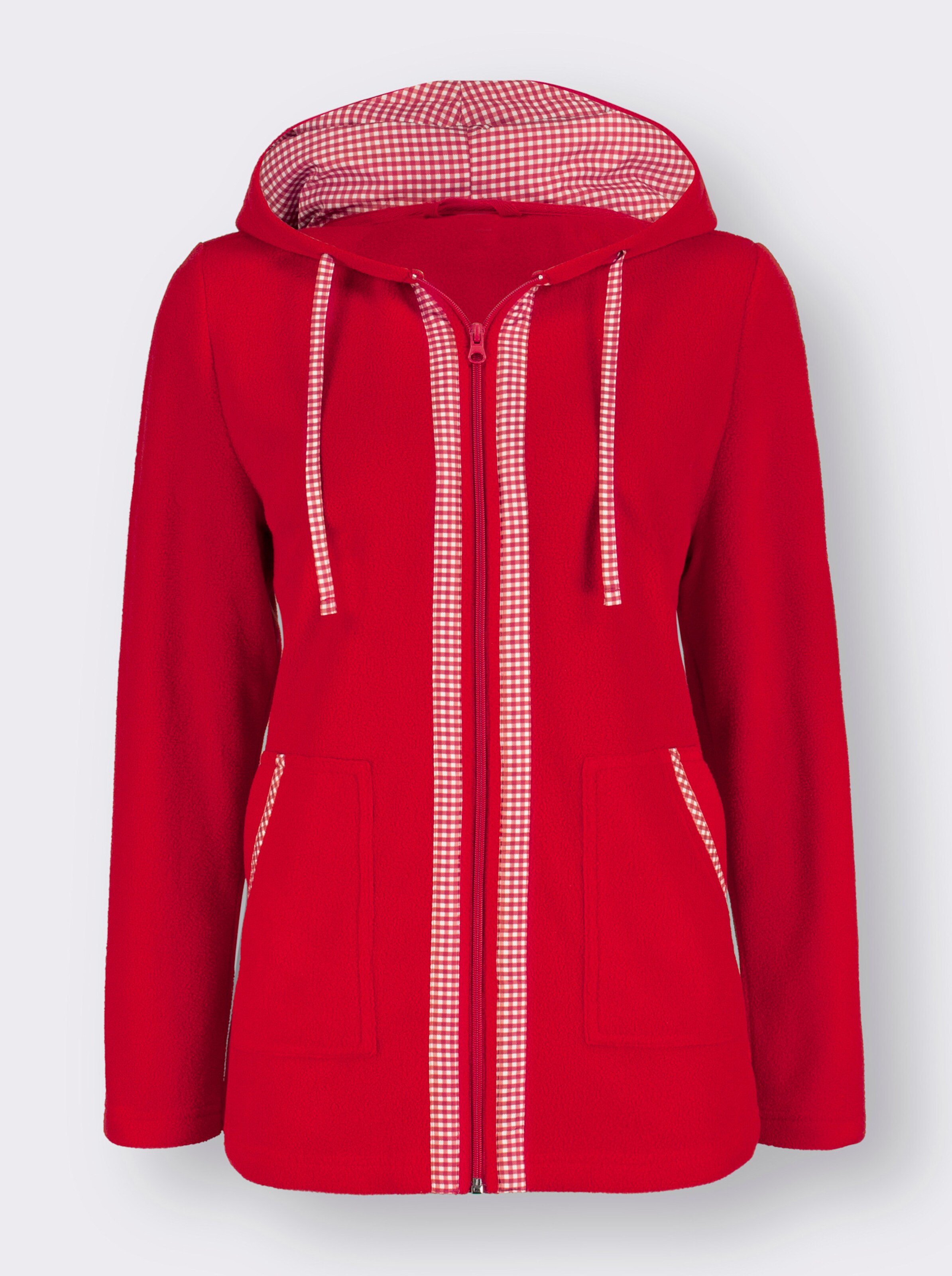 Fleecejacke mit Karo-Details