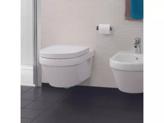 WC suspendu sans bride VILLEROY ET BOCH Architectura + abattant + Bâti-support Villeroy & Boch ViConnect + Plaque de commande