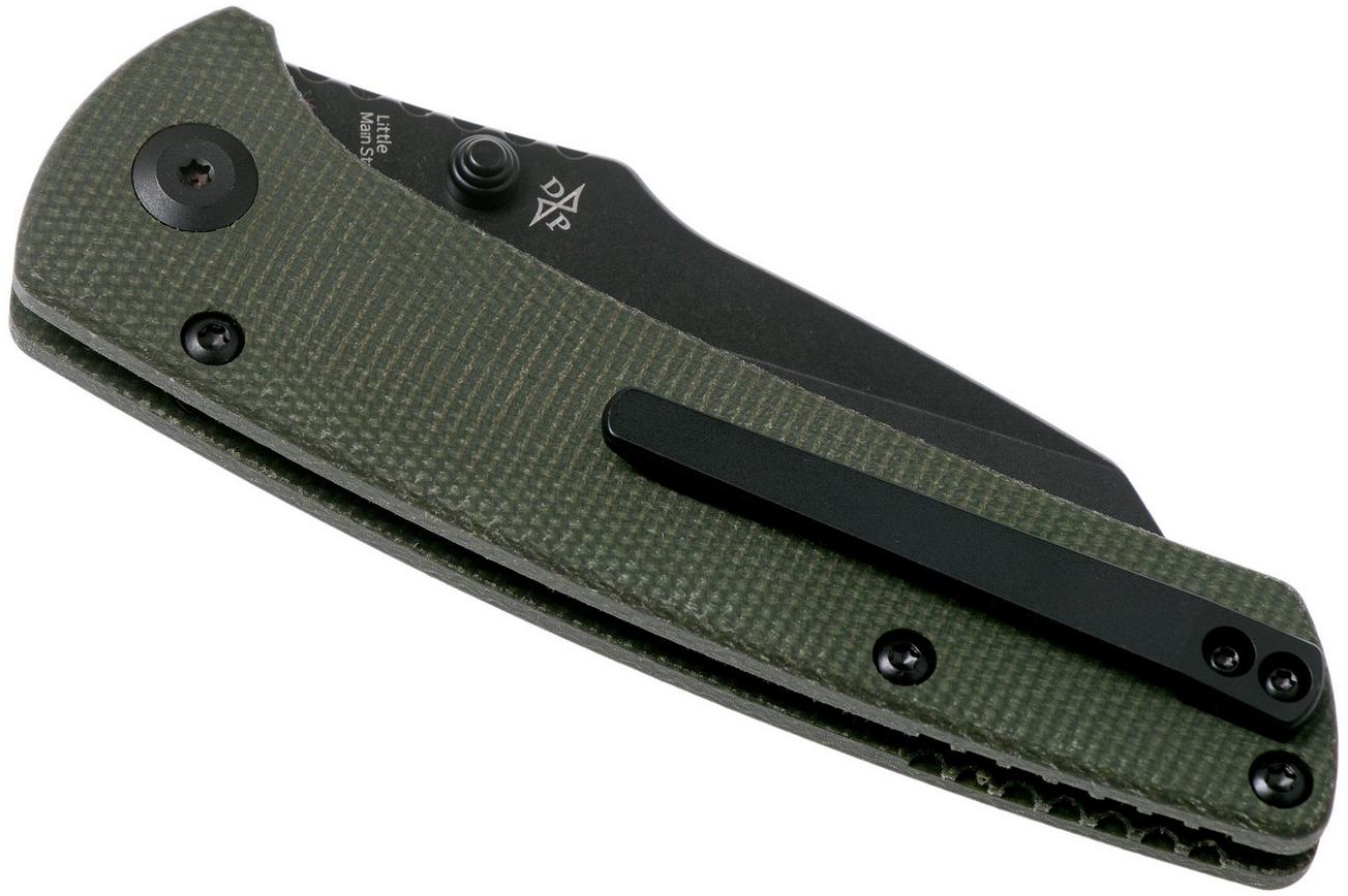 Kansept Main Street T1015A2 Black, Green Micarta zakmes, Dirk Pinkerton design