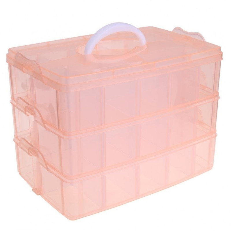 Boite de rangement plastique 30 compartiments Orange