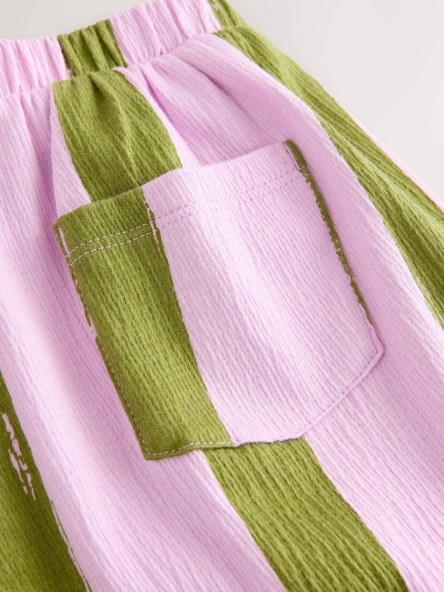 Roze-groen gestreept - Barrel Trousers (3mths-7yrs)