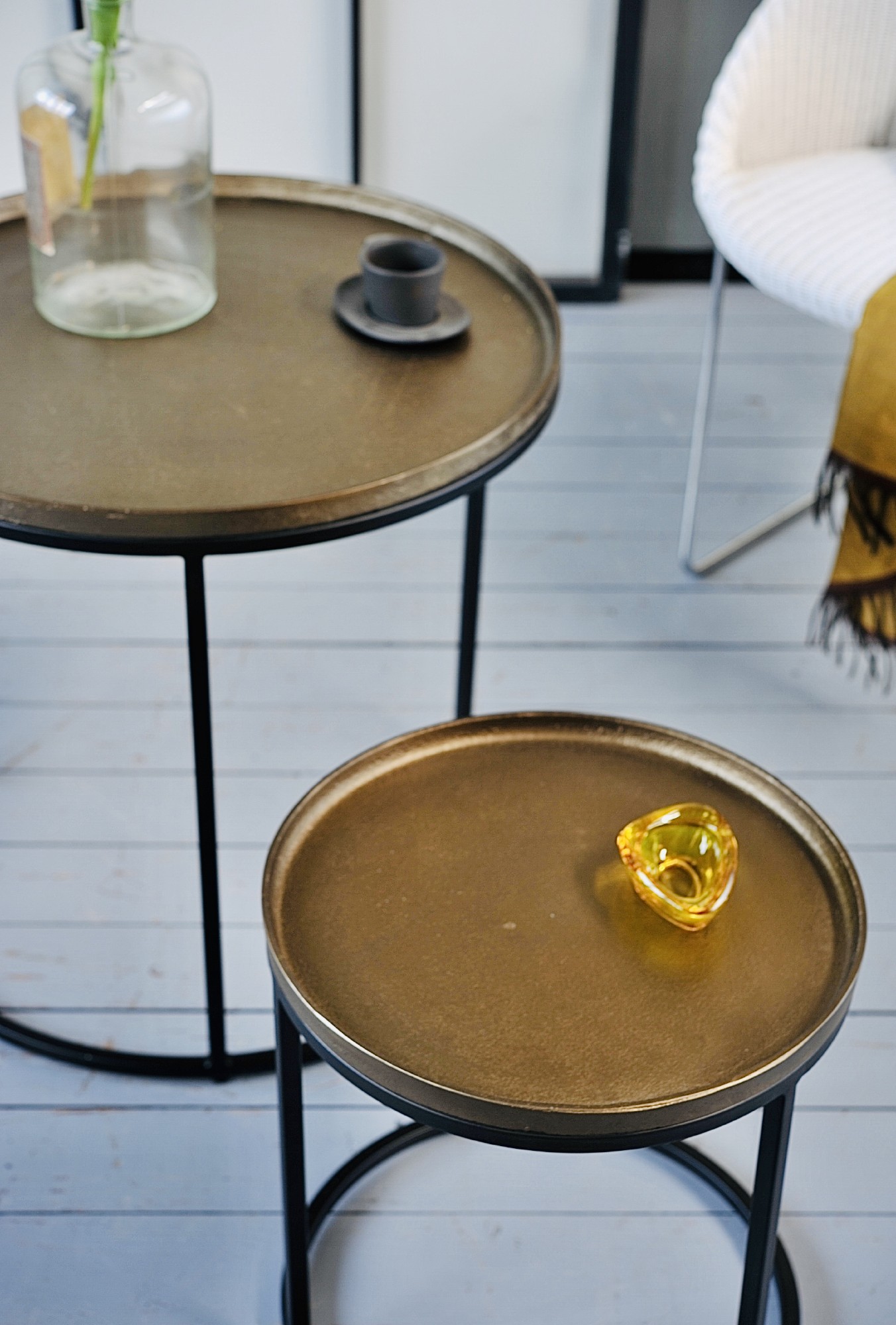 3er-Set Beistelltisch 'Lucia', gold, schwarz von fischer's lagerhaus
