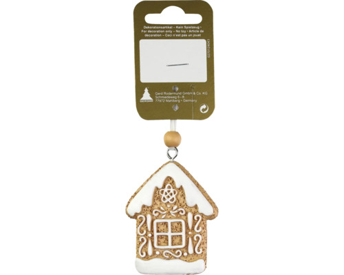 Kerstdecoratie hanger peperkoekenhuisje 5 x 6 cm bruin
