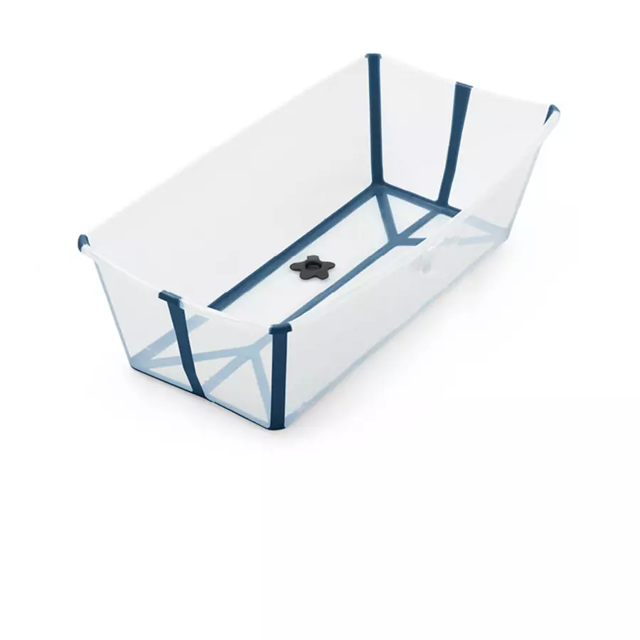 STOKKE® Badewanne Flexi Bath XL™ extra groß transparent blau mit hitzeempfindlichem Stöpsel ab der Geburt
