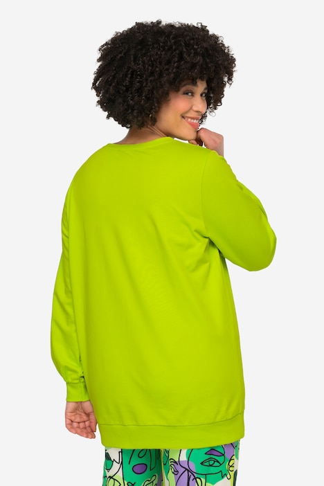 Sweatshirt, Ziersteinchen, Rundhals, Ballon-Langarm