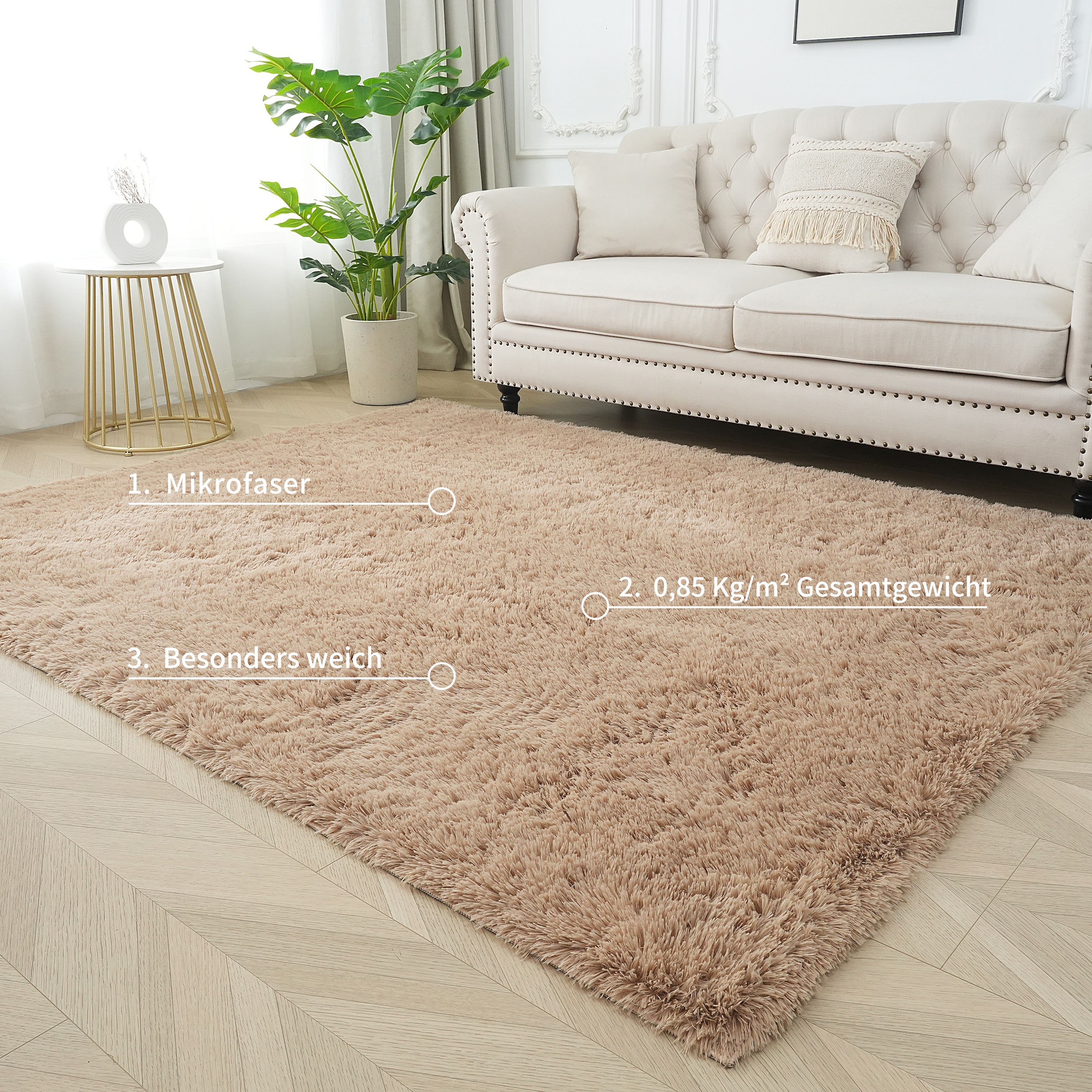 my home Hochflor-Teppich »Leava, besonders weich und kuschelig, leichter Glanz« rechteckig 37 mm Höhe uni, Mikrofaser Teppiche, Plüsch, Wohnzimmer, Schlafzimmer, Esszimmer