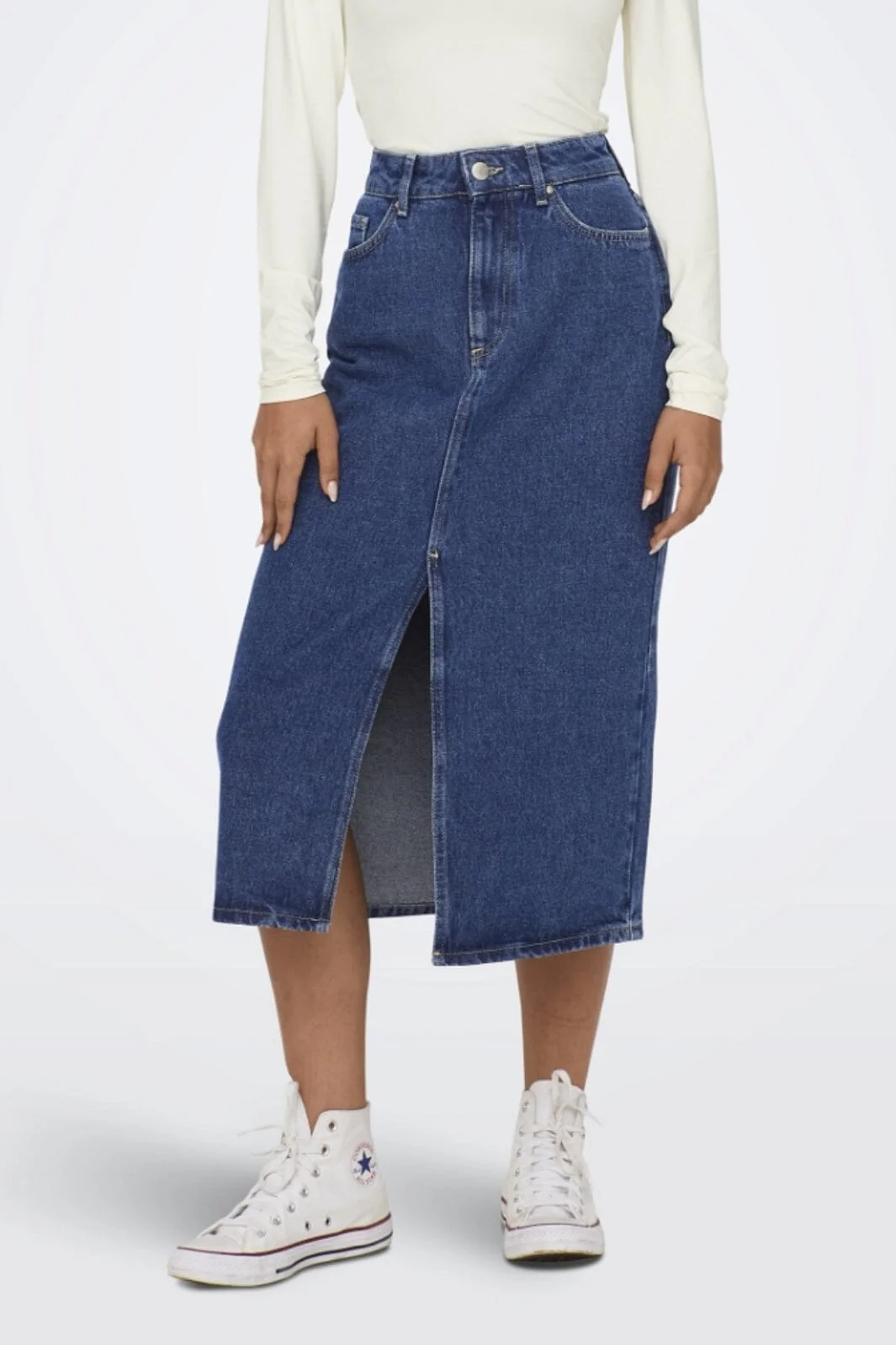 Only Onlbianca Midi Skirt Rea 4460382 medium blue denim