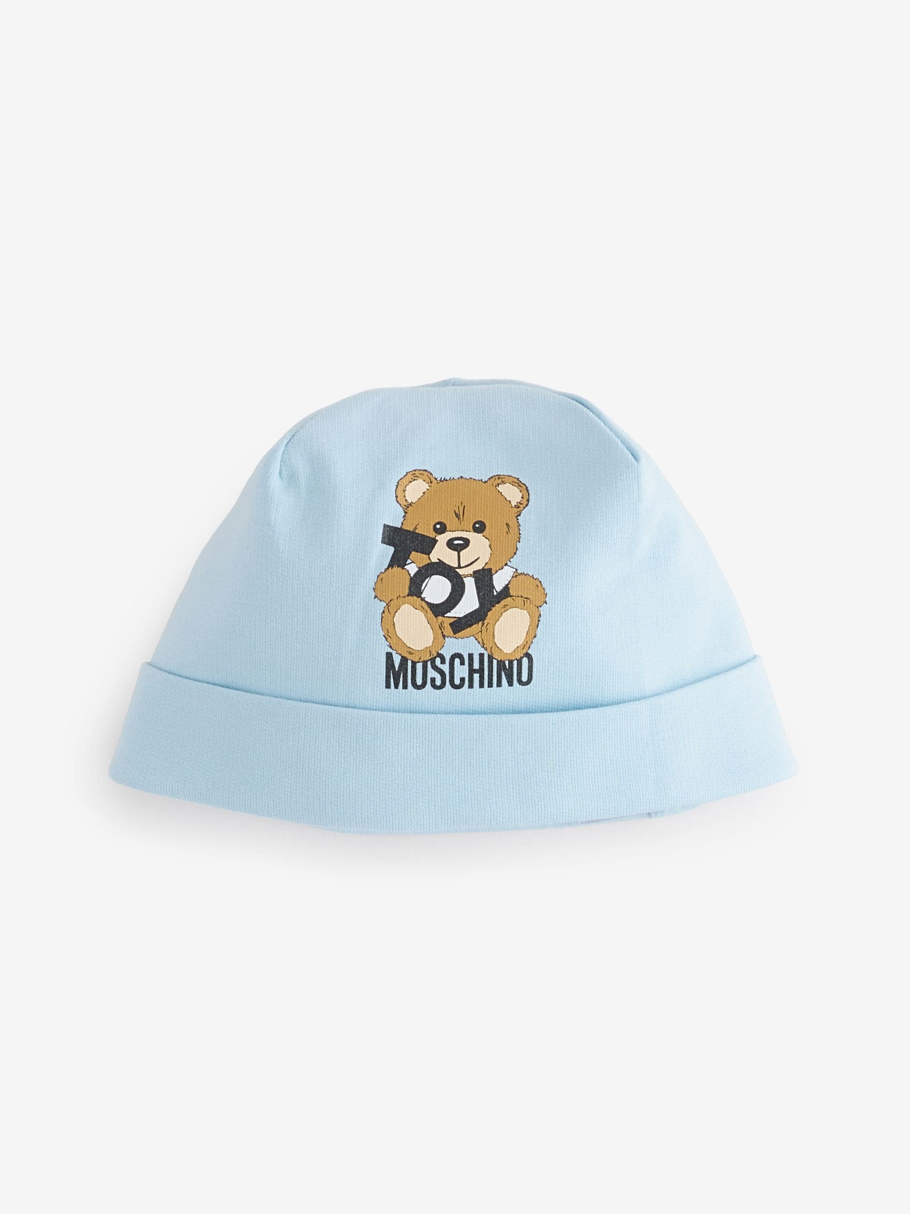 Blauw - Moschino Baby Logo Sleepsuit, Hat & Bib Giftset With Giftbox