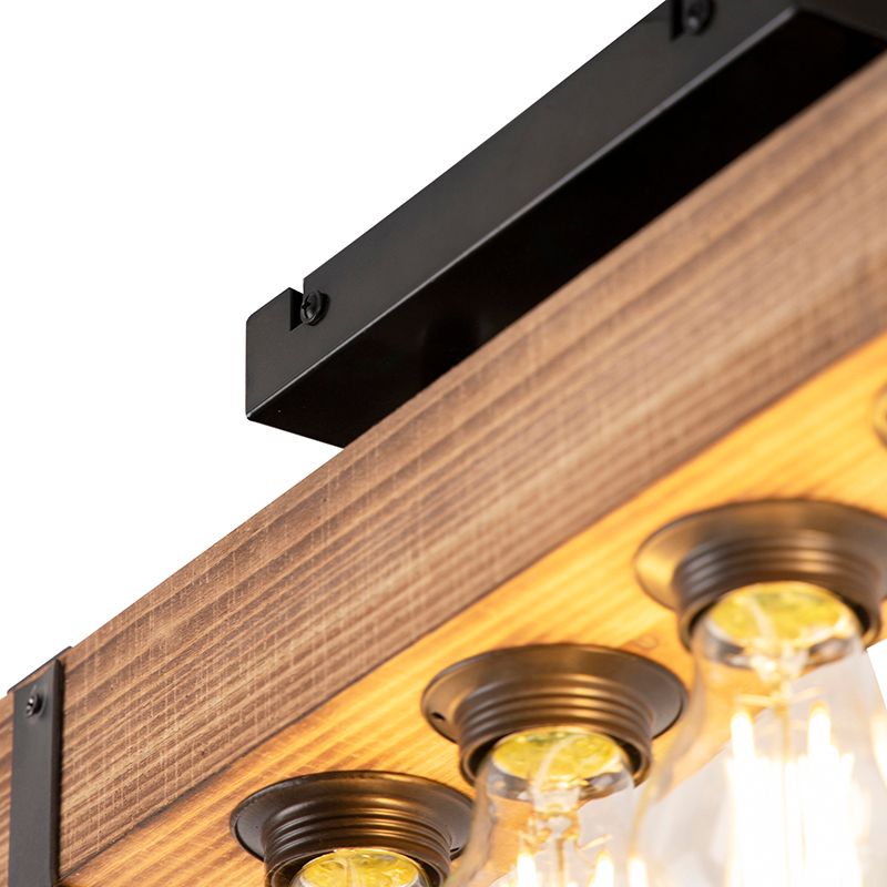 Smart industriële plafondlamp hout met staal incl. 4 wifi A60 - Reena