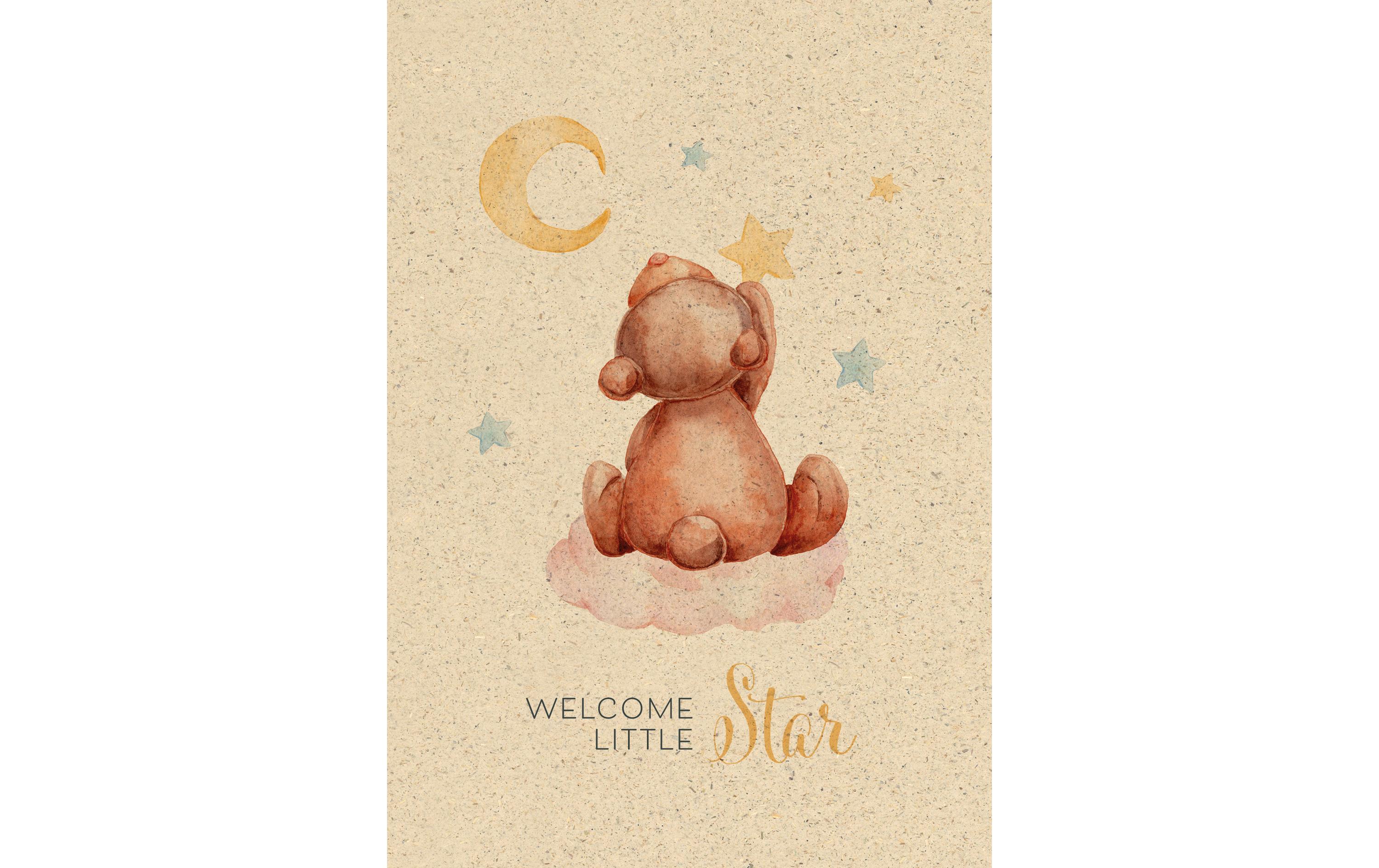 Glückwunschkarte Welcome little Star 12.2 x 17.5 cmGraspapierkarte
