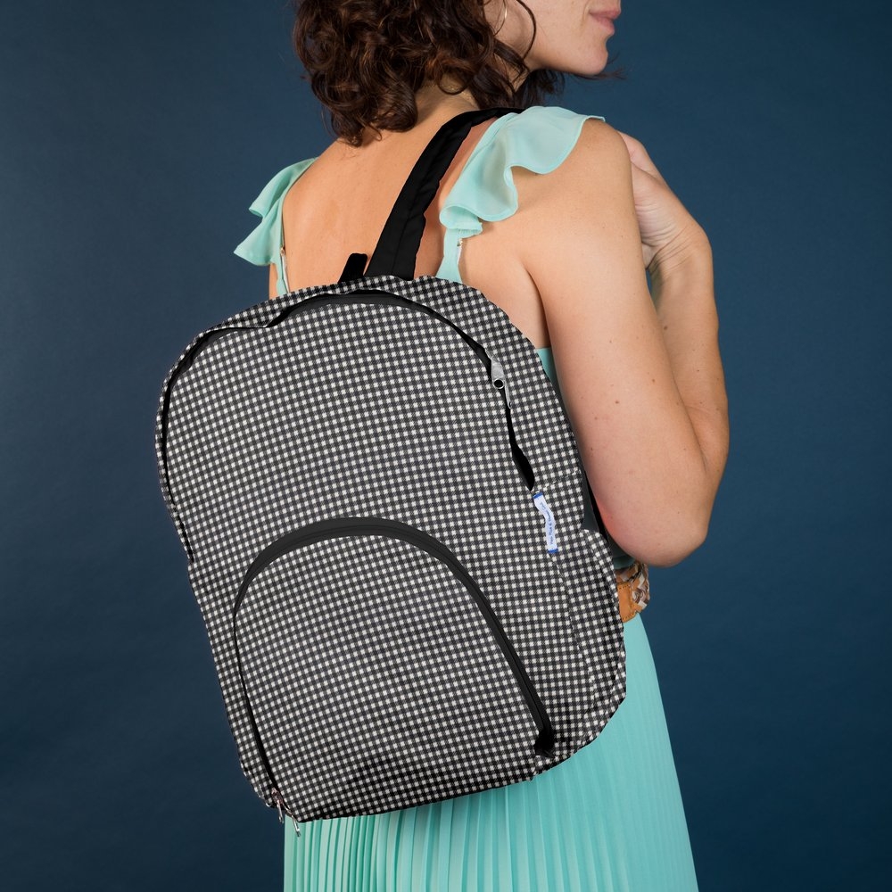 Sac À Dos Pliable Vichy Noir