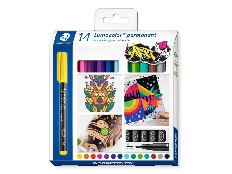 Marker Staedtler® Lumocolor® Medium 0,8-1mm 317 C14 permanent - med 14 stk. ass. farver