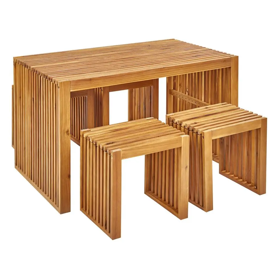 BELLANO - Tuinset met krukjes - Lichthout - Acaciahout