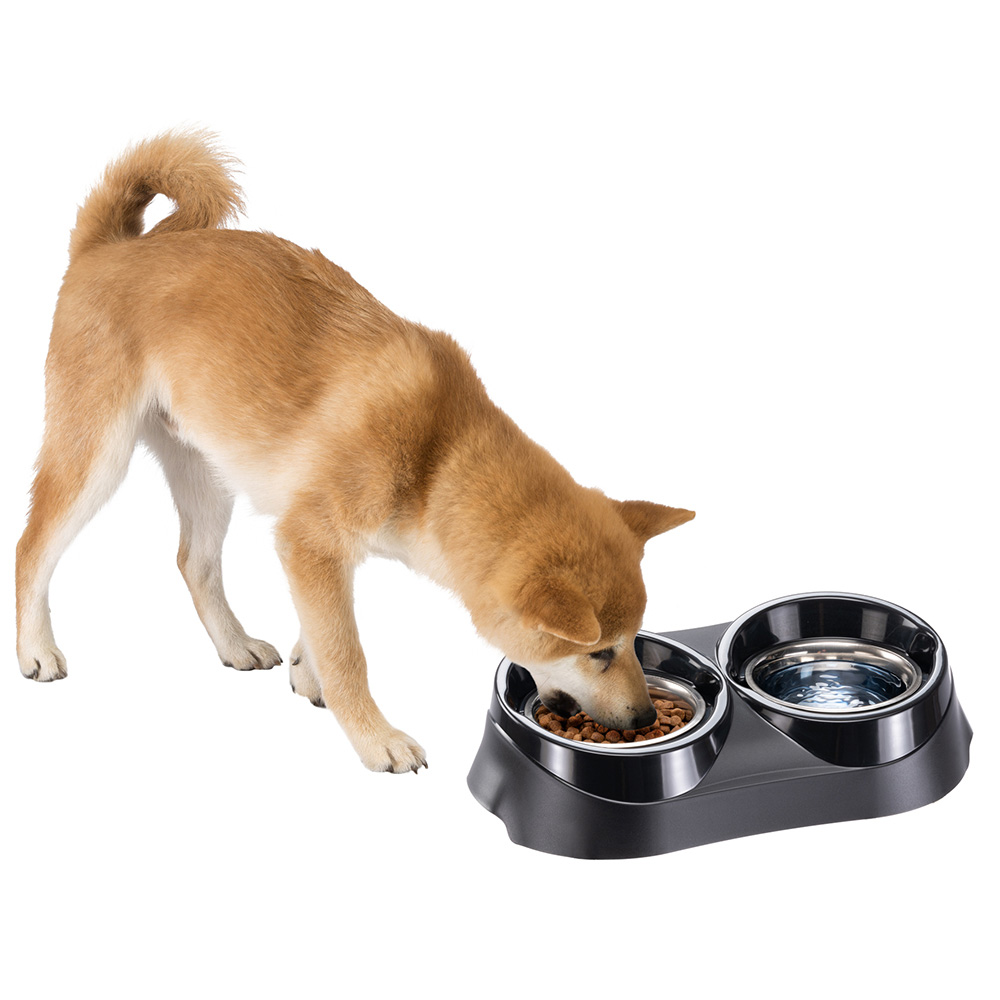 Porte-gamelle gamelles acier bord de confinement nourriture eau chien ferplast duo feed