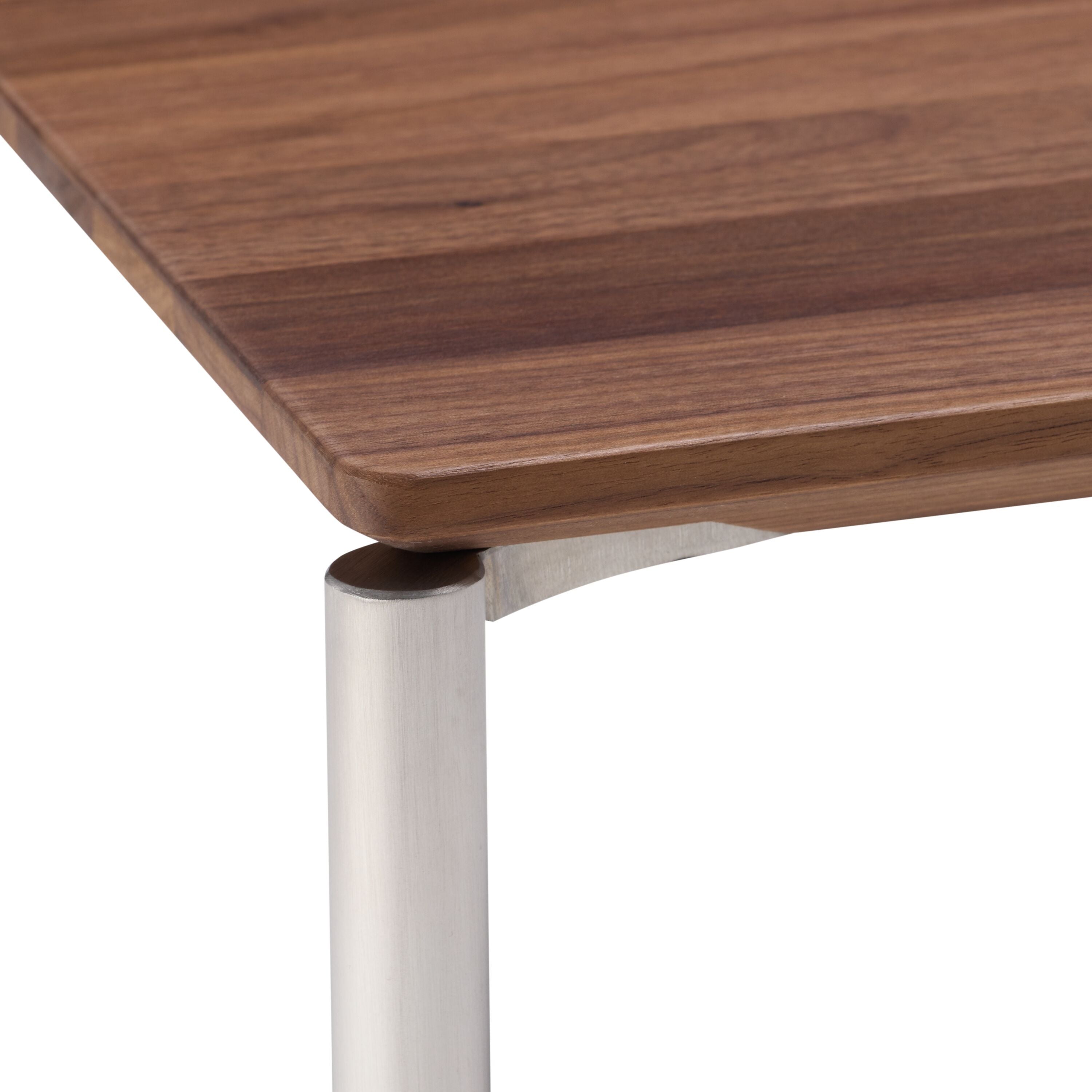 BAO Salontisch - Nussbaum massiv / Edelstahl / B: 65.0 cm x T: 65.0 cm x H: 35.0 cm