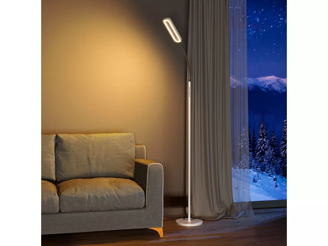 ANTEN Lampadaire sur Pied de Lecture LED Dimmable avec col de Cygne Flexible,12W 550 Lumens,Contrôle Tactile,4 Températures Couleur,Minuterie1heures