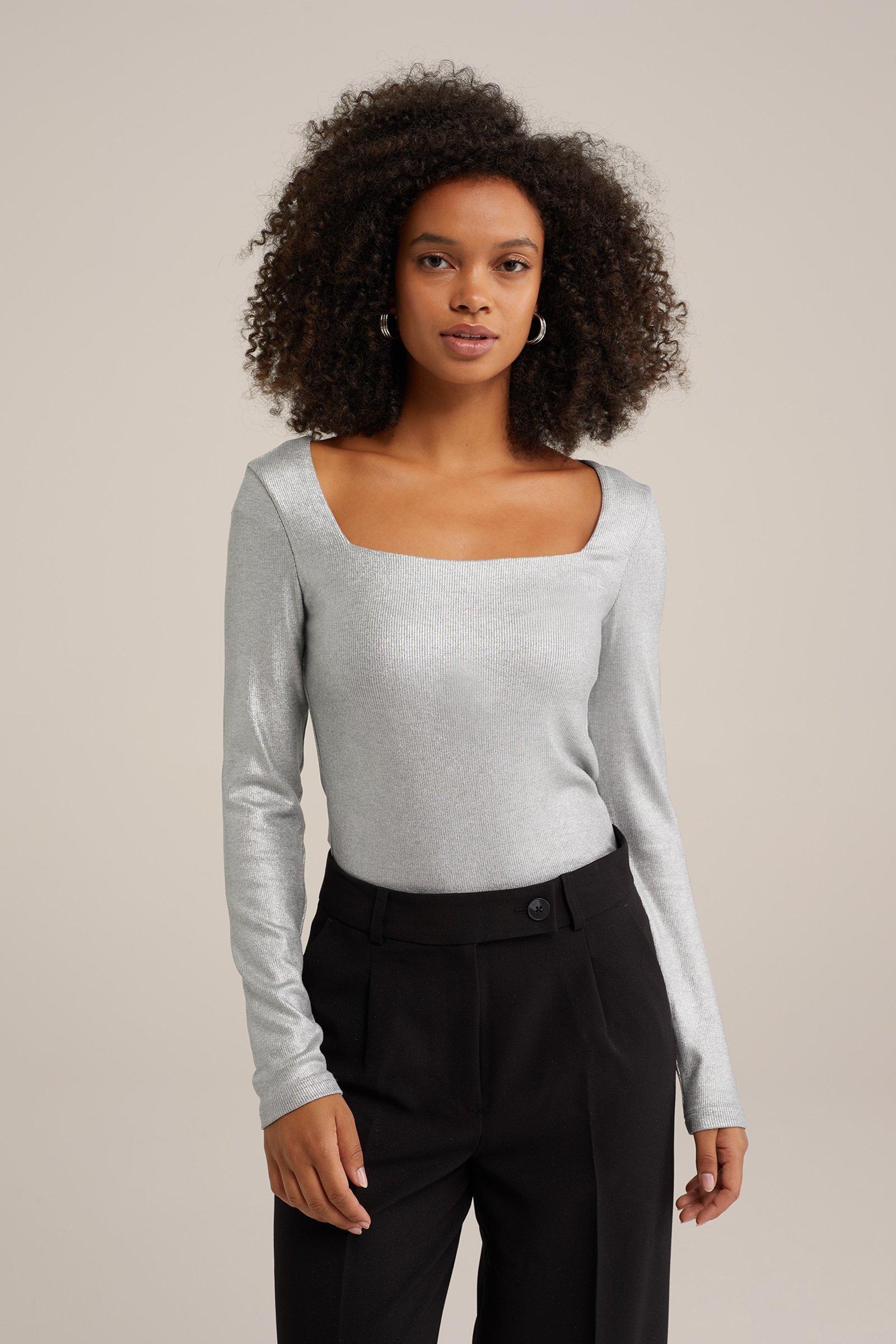 metallic top WE Fashion Zilver