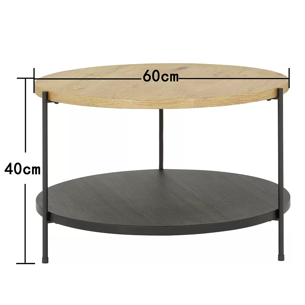 Salontisch Rondo 2 Eiche,schwarz
