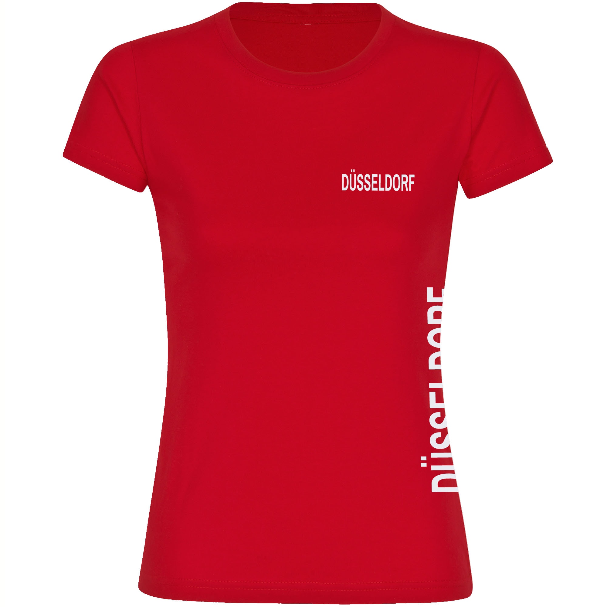 multifanshop® Damen T-Shirt - Düsseldorf - Brust & Seite - Druck weiß