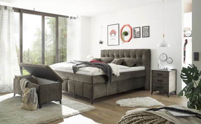 ED EXCITING DESIGN Boxspringbett »Oregon« inkl. Duo-Matratze - Kokosmatte, Filzabdeckung
