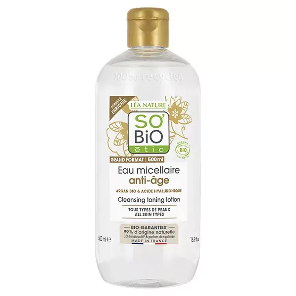 Água Micelar de Argan Orgânico Antienvelhecimento So'Bio Étic Precious 500ml