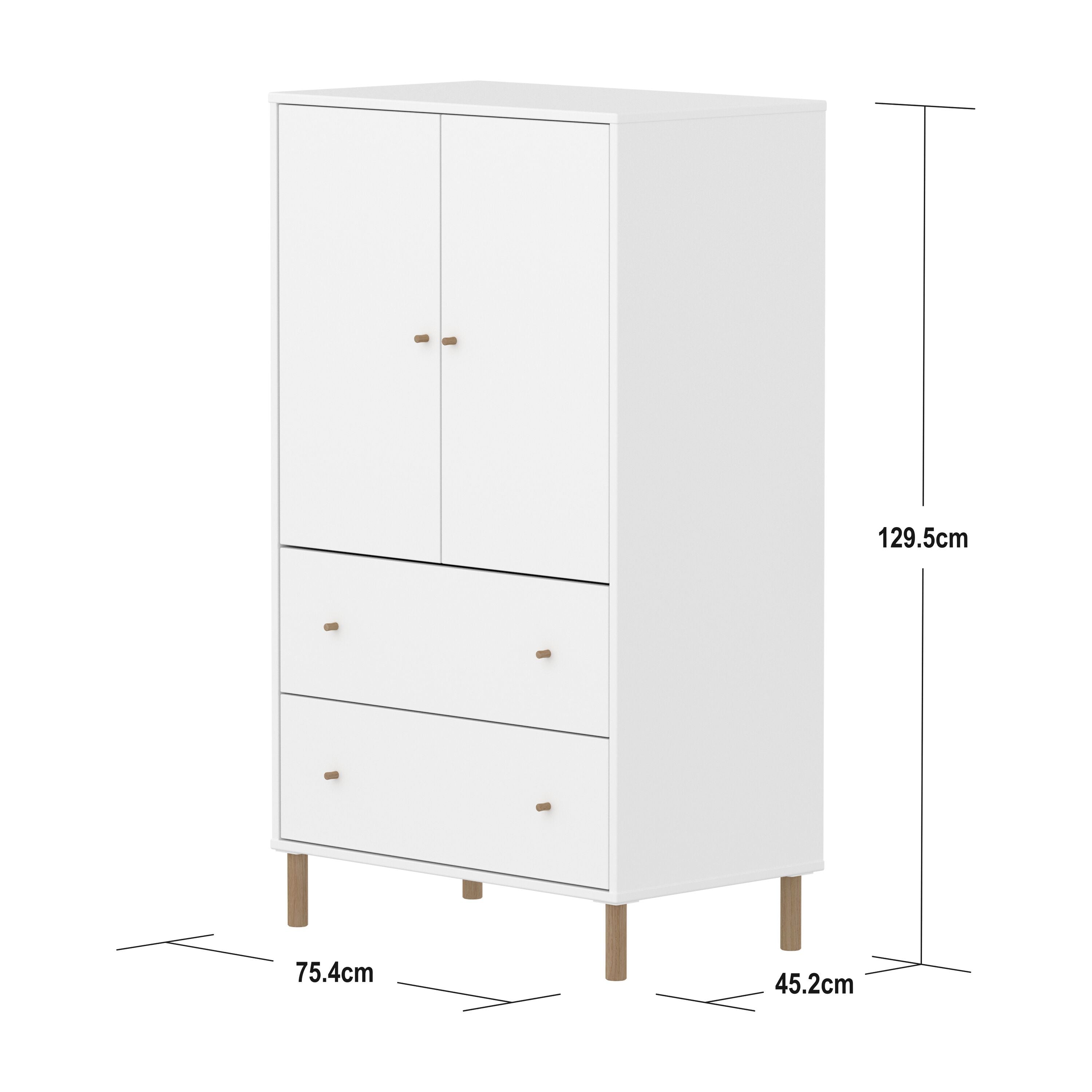 Flexa SAGA Schrank - Weiss / B: 75.0 cm x T: 45.0 cm x H: 129.5 cm