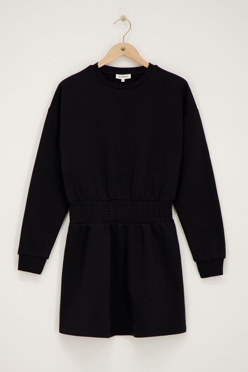 Zwarte sweater jurk met smock