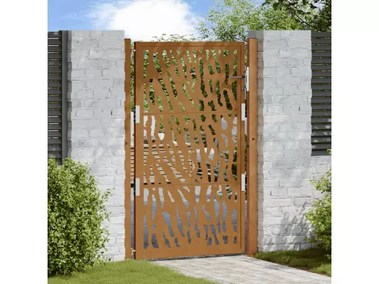 Porte de jardin acier résistant aux intempéries design tracés