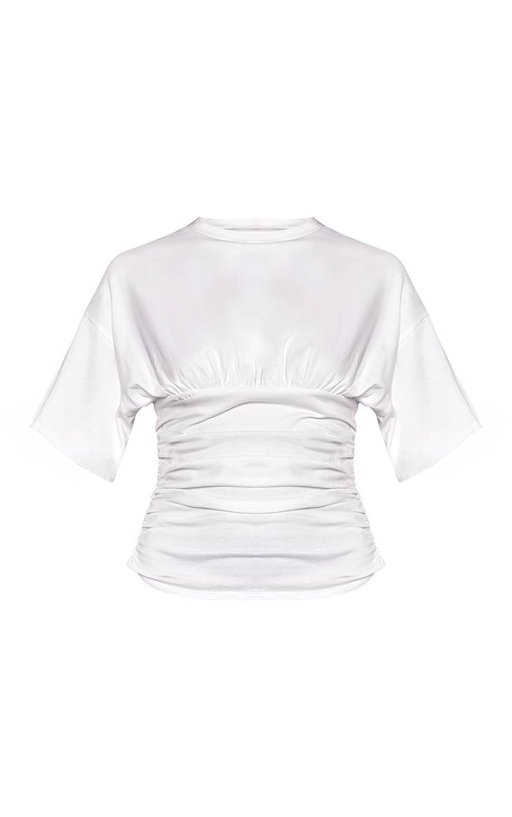 Blanc T-shirt En Coton Avec Détail Froncé À La Taille