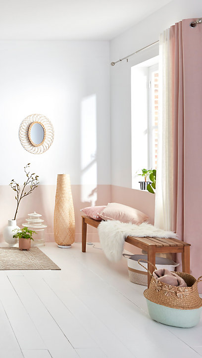 Panier rond tressé 3 pompons Ornami avec poignées