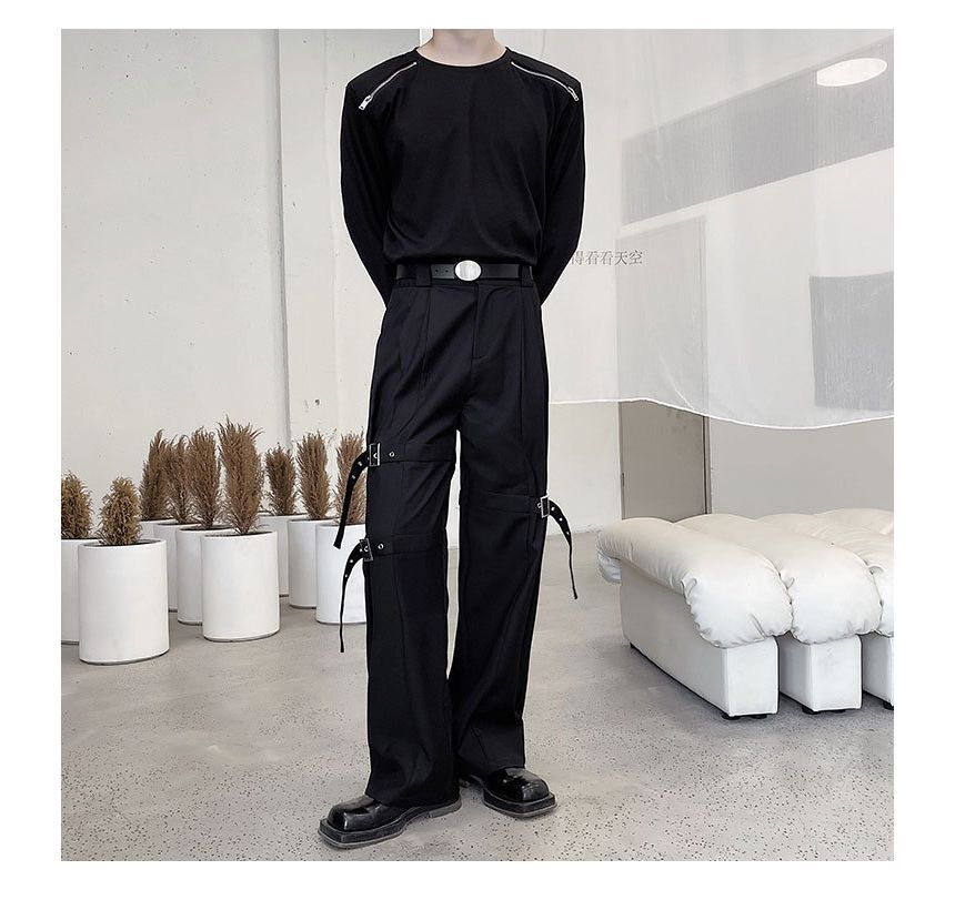 Omozando - Hoge taille, rechte broek met bandjes