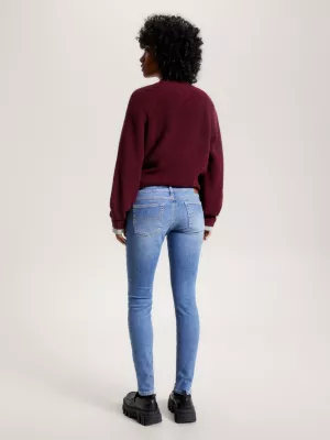 Calça jeans skinny desbotada de cintura baixa Sophie