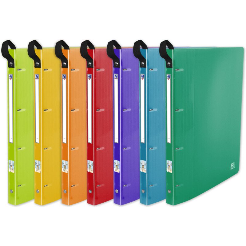 Classeur Oxford school life up A4+ Dos20 4anneaux rond polypro assorti