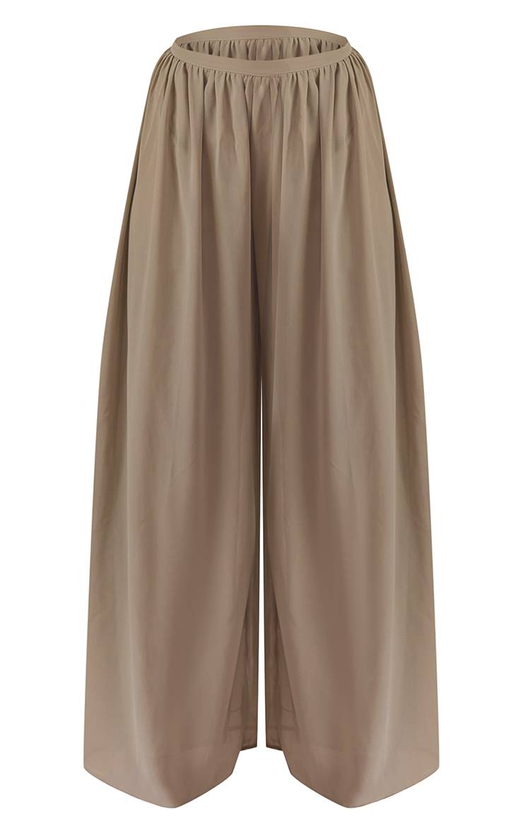 Taupe Pantalon Large En Mousseline Plt Label Dark Co-ord