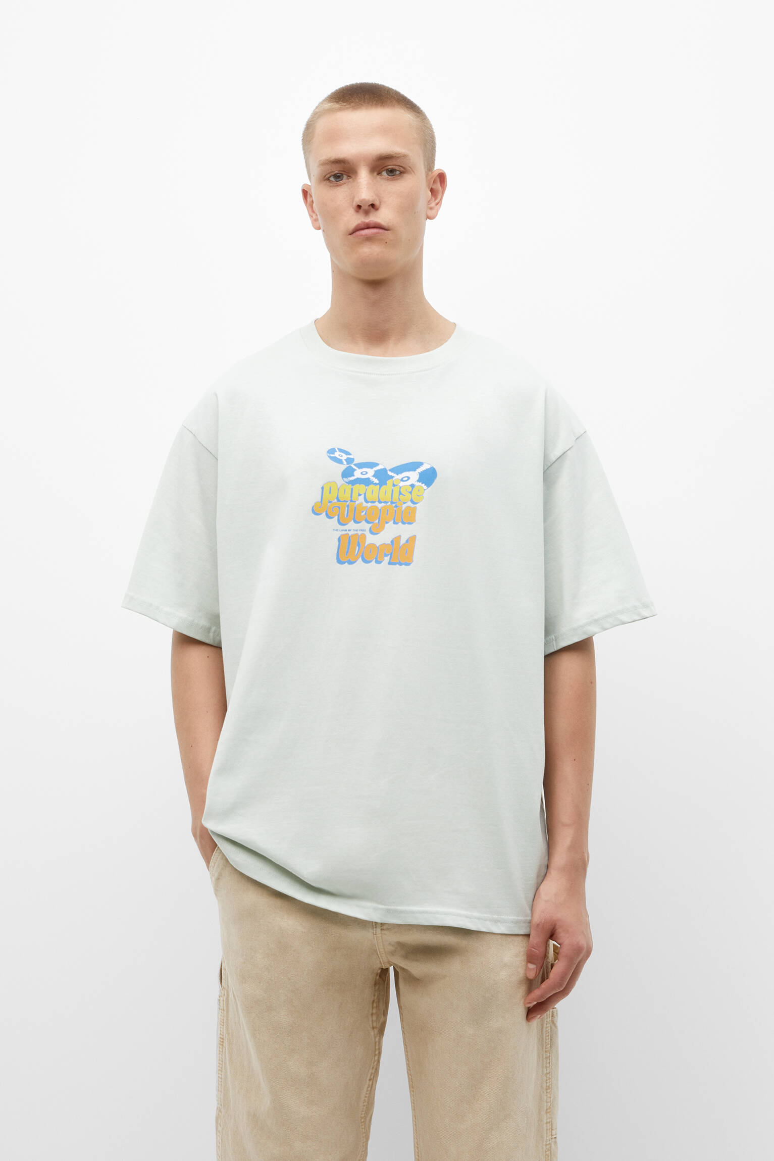 CAMISETA DE MANGA CURTA ESTAMPADA - VERDE MENTA