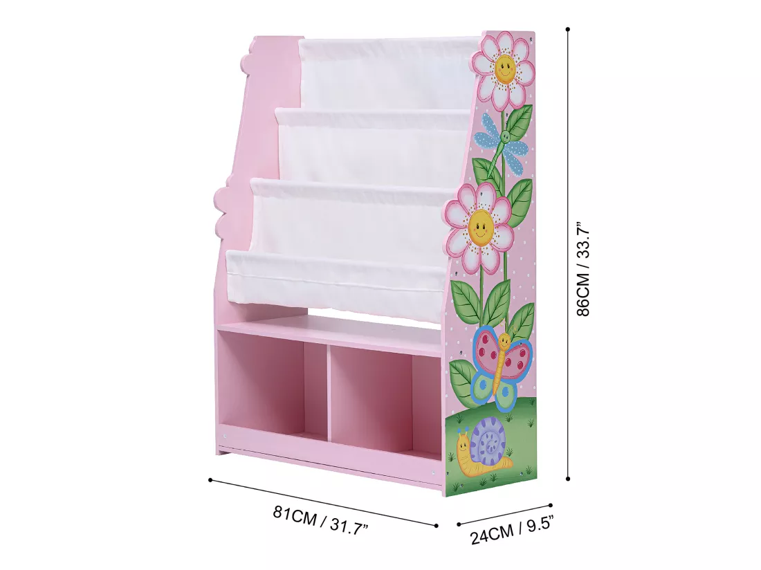 Etagère de rangement enfant fille en Bois Magic Garden rose