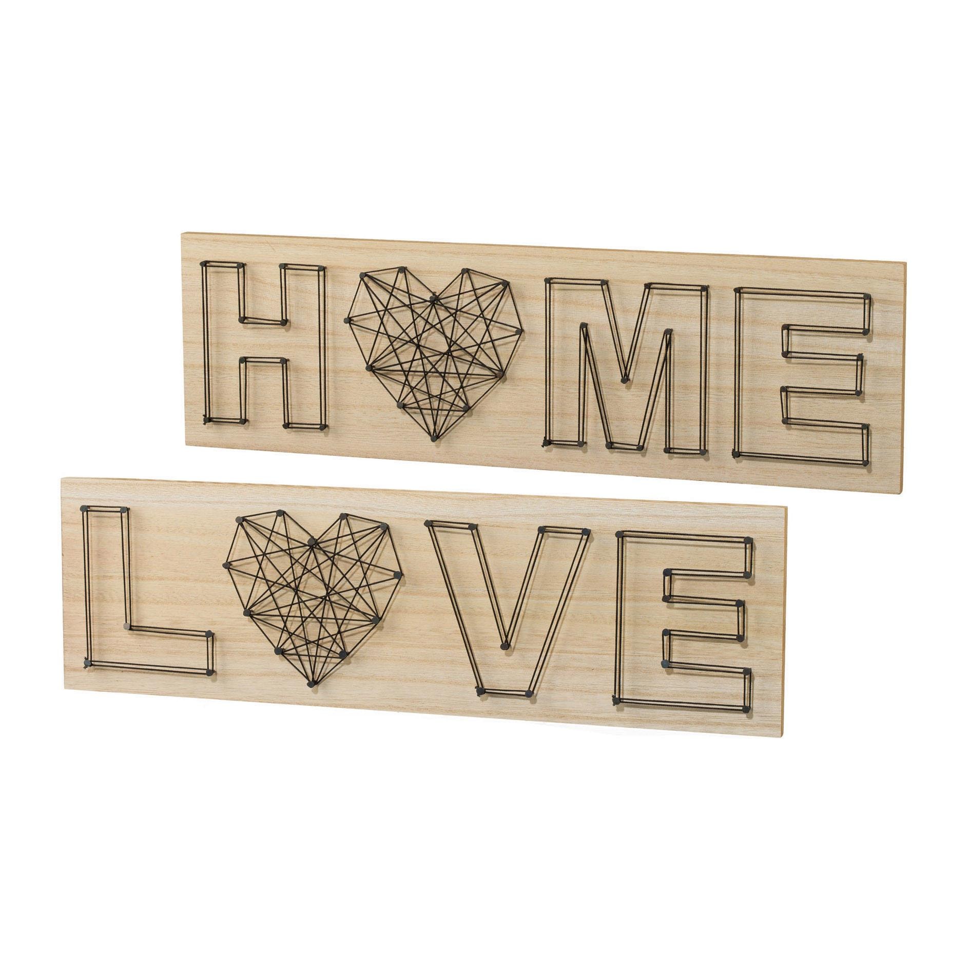 Creativ home Holzbild Set, 2 Stk. tlg. Wanddeko, aus Holz, mit Schriftzug
