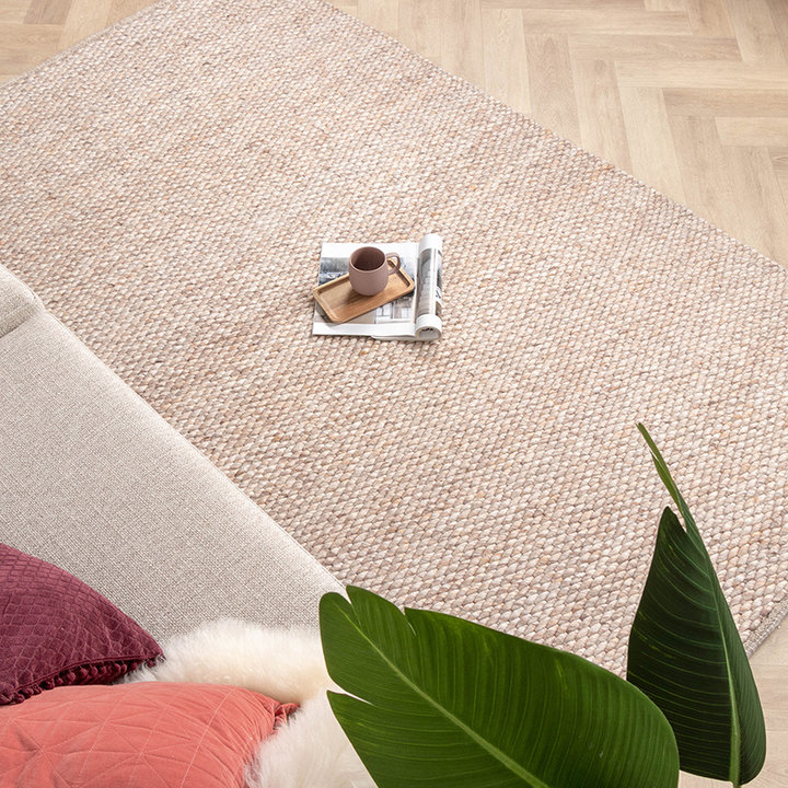 Wollen vloerkleed - Brilliant Beige/Zand | Onwijs warm!