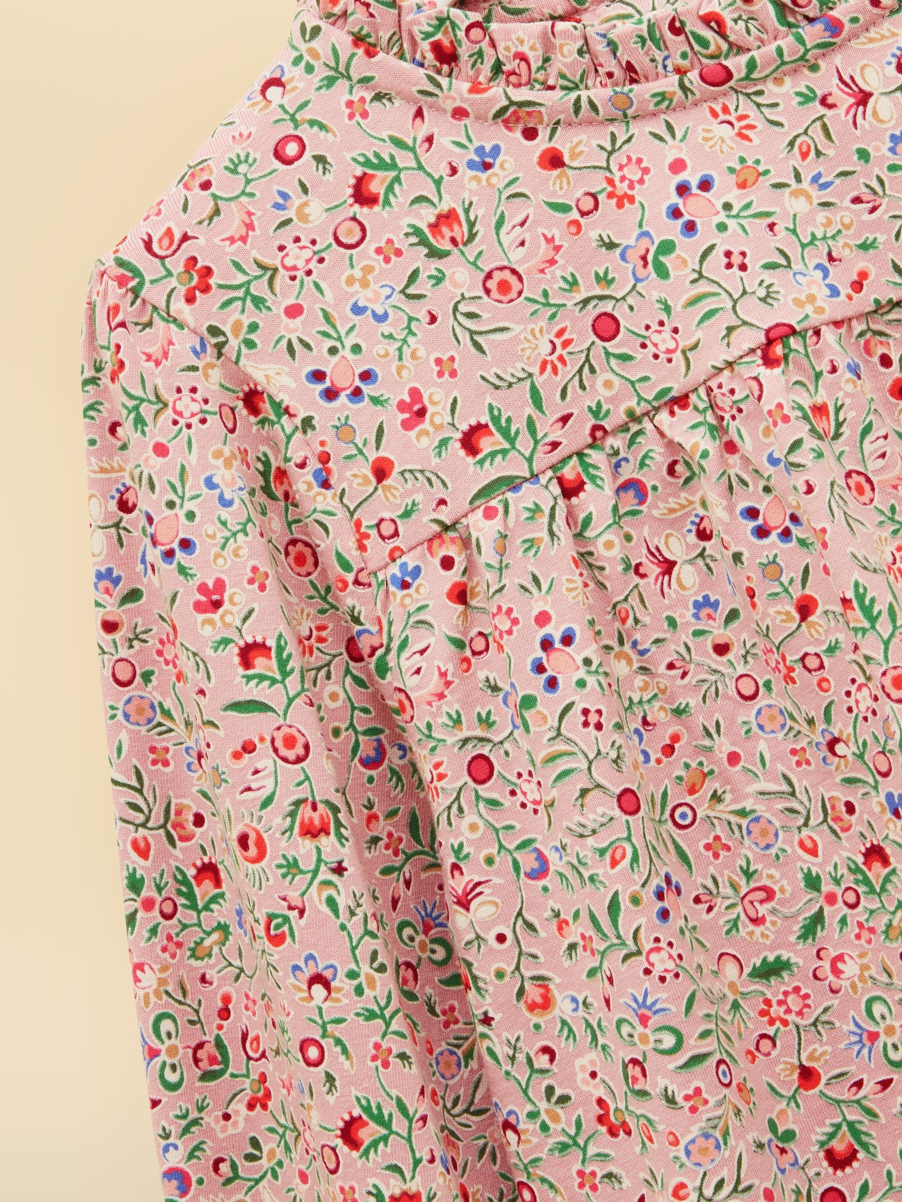Roze met vrolijke print - Joules Girls' Flutter Long Sleeve Cotton Top