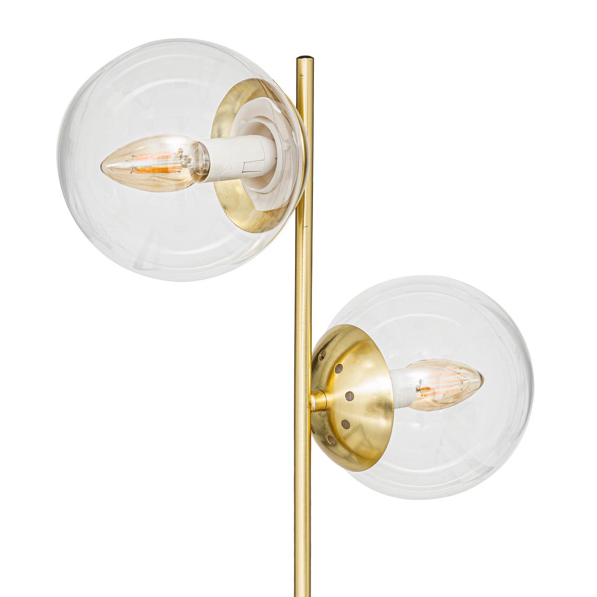 LAMPE DROITE VERRE COL DORE H.50CM