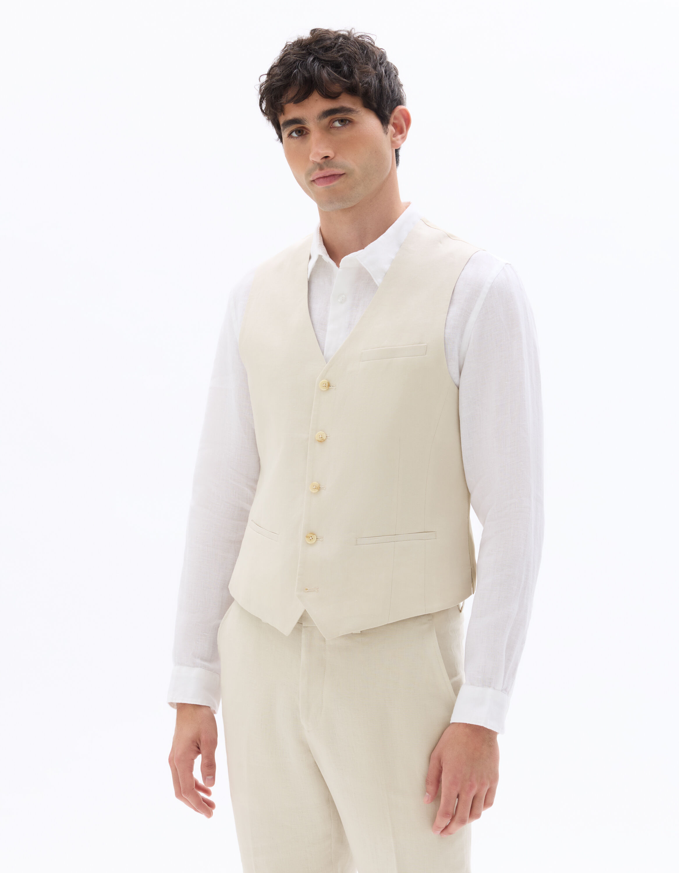 Gilet de costume slim 100% lin - naturel
