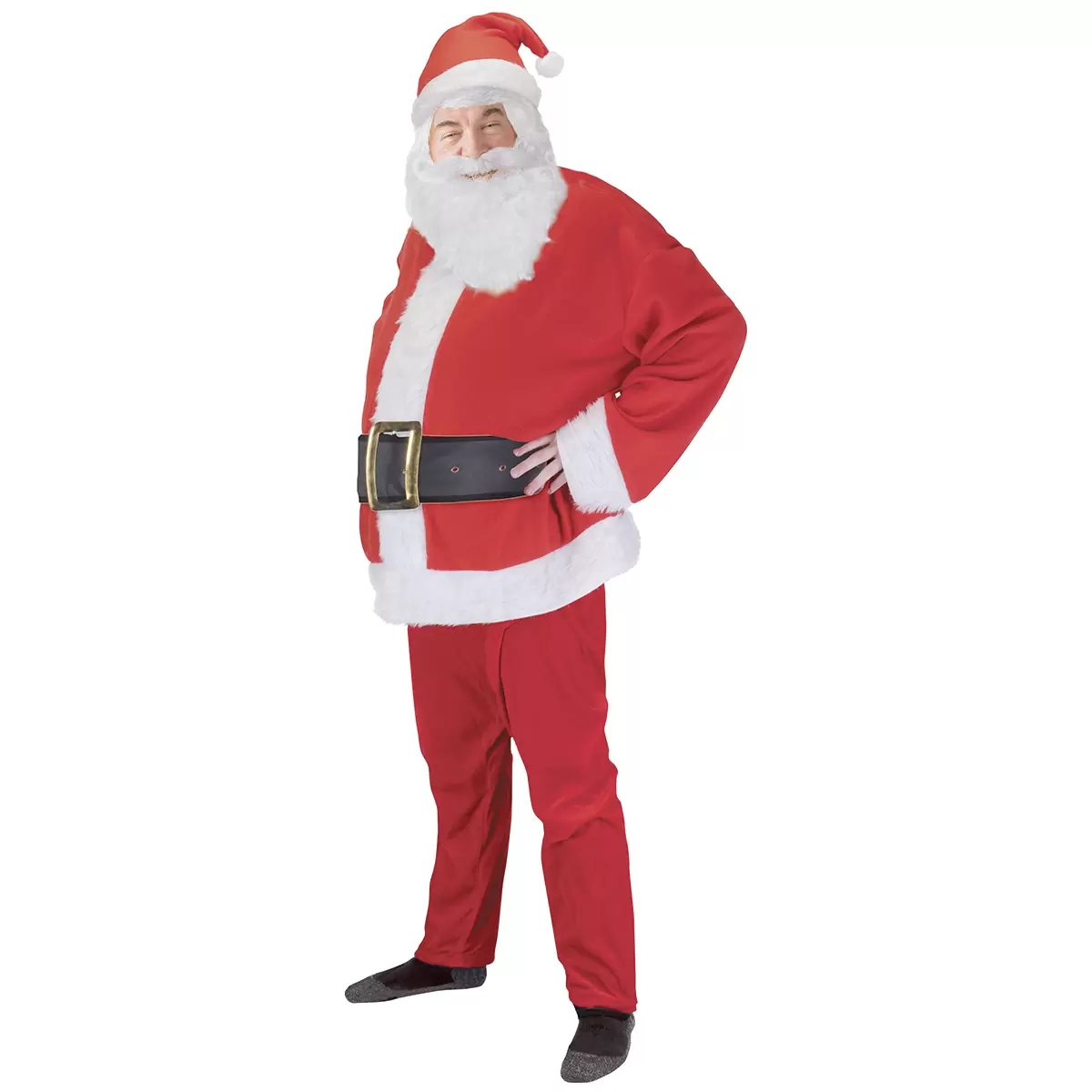 Weihnachtsmann-Kostüm Santa weiss,rot