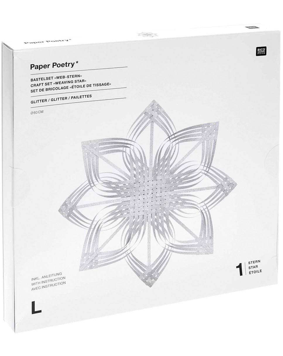 Papierbastelset WEBSTERN GLITTER L (60cm) in silver