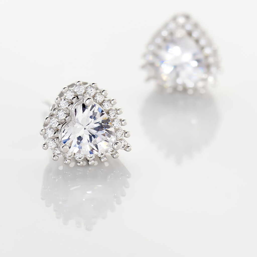 Boucles D'oreilles Puces Calvi Argent Blanc Oxyde De Zirconium