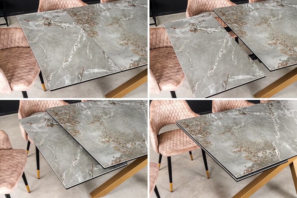 riess-ambiente Esstisch MARVELOUS - 180-220-260cm weiß Marmor Keramik made in Italy Ausziebar